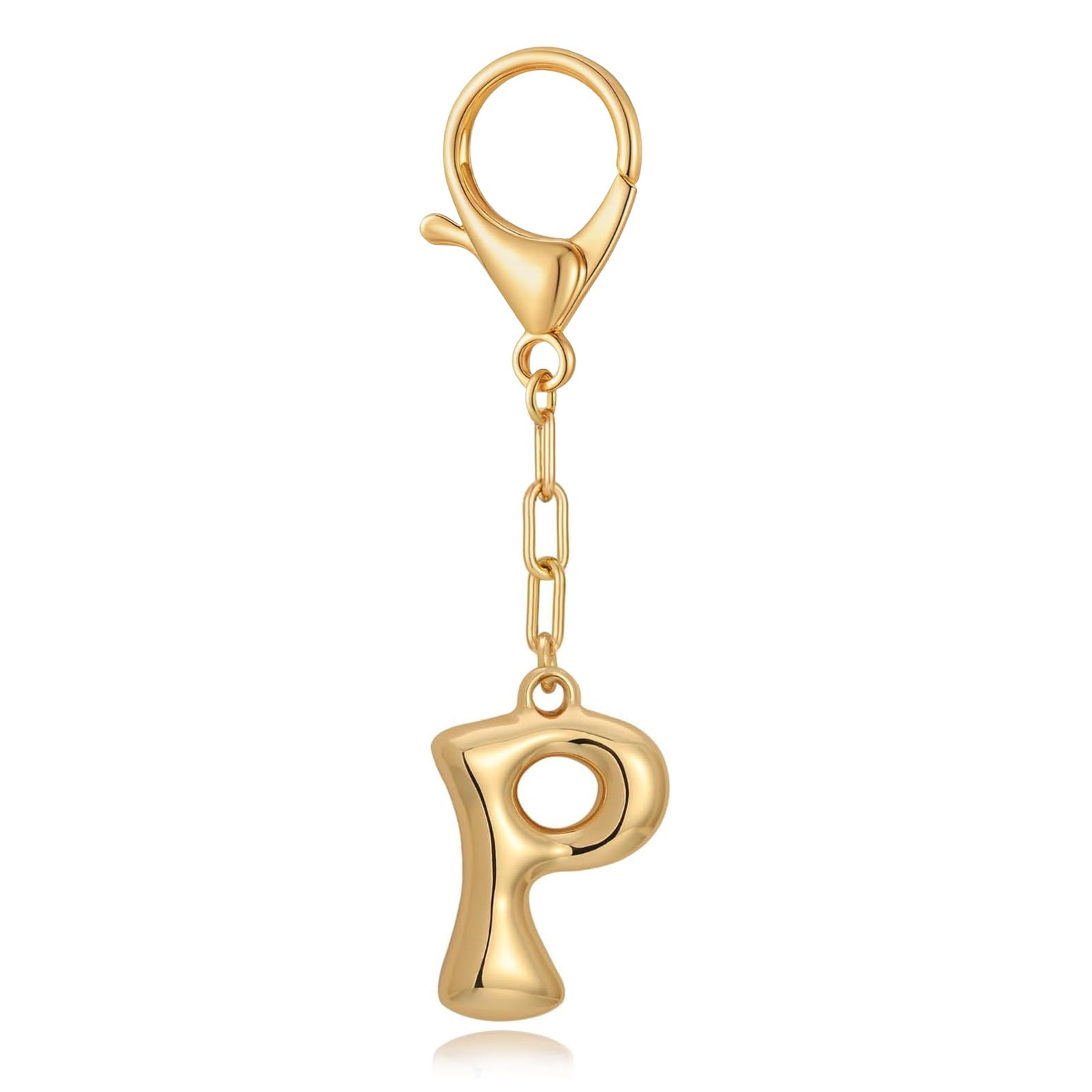 – Gold Bubble Initial Letter P Keychain For Women Handbag Charms Fashion Alphabet Keychain Accessories Gift