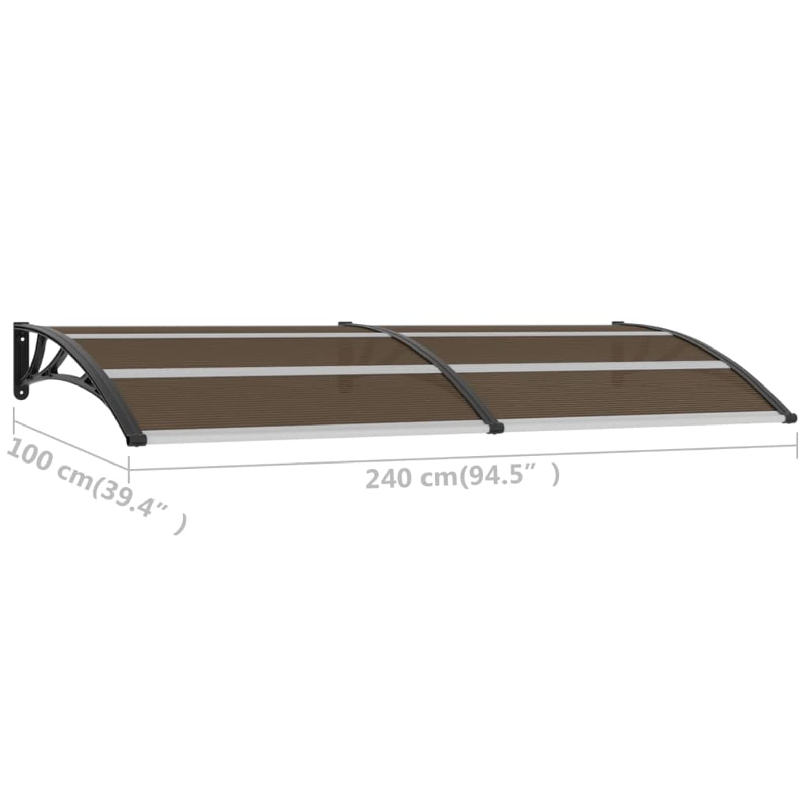 ARKEM Marquesina de Puerta PC Negro 240x100 cm Tejadillo Proteccion Lluvia Ventana Tejadillo De Exterior