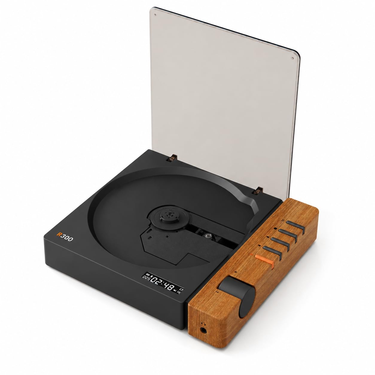 Lettore CD Retrò con Bluetooth | Lettore CD Desktop Portatile per Casa | Batteria Ricaricabile, Uscita SPDIF, Design Vintage Compatto (Marrone)