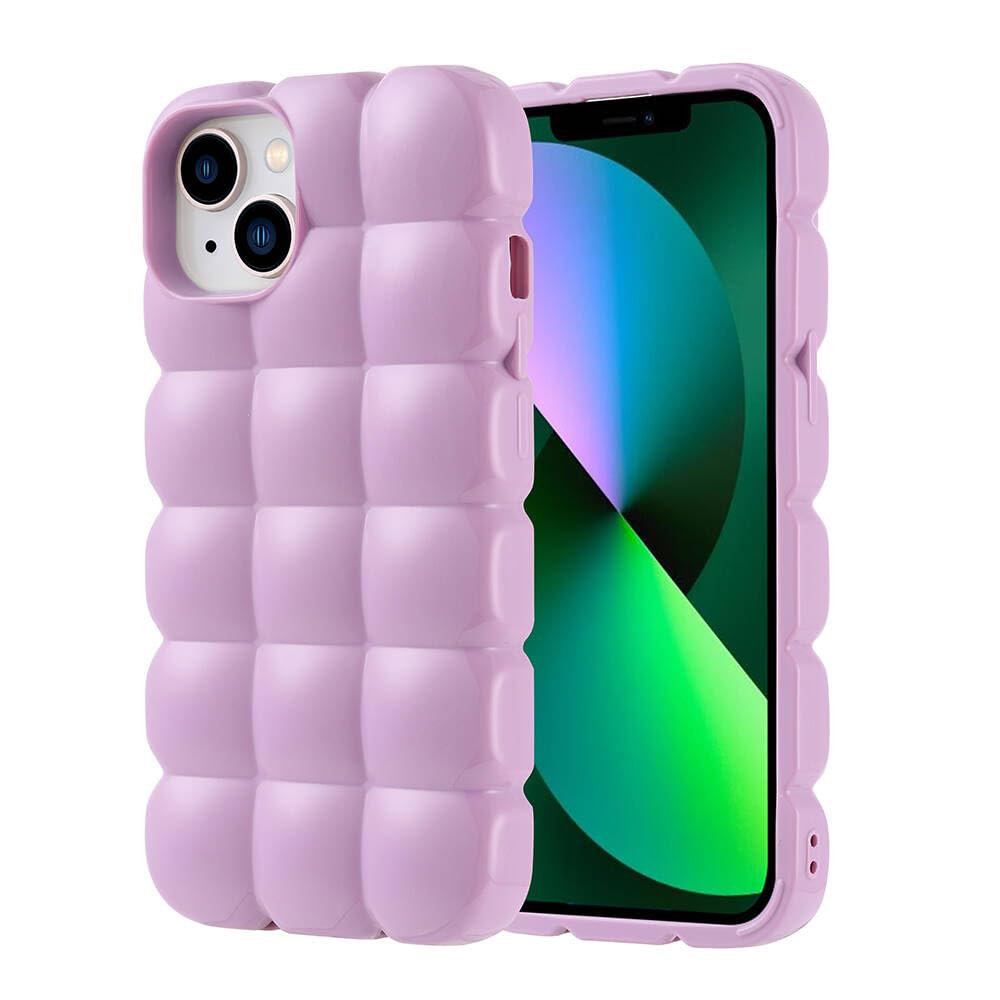 Zore Apple ile uyumlu iPhone 13 Kılıf Parlak Esnek Silikon Dom Dom Kapak Lila