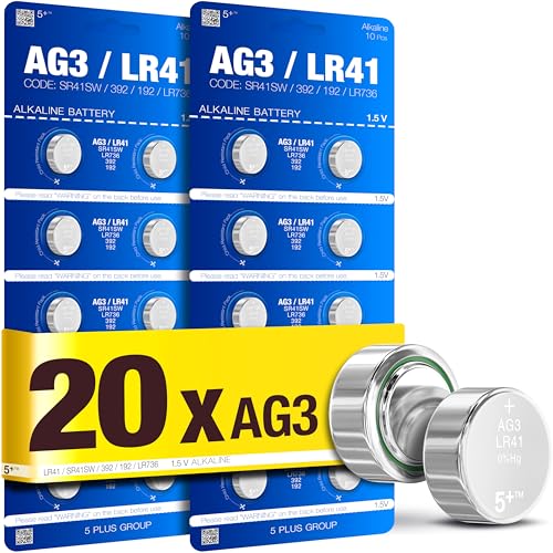 LR41 AG3 392 SR41SW L736 1.5V Alkaline Button Cell Batteries (20 Pack) Long Lasting Coin Batteries for Watches Toys Calculators & Small Electronics