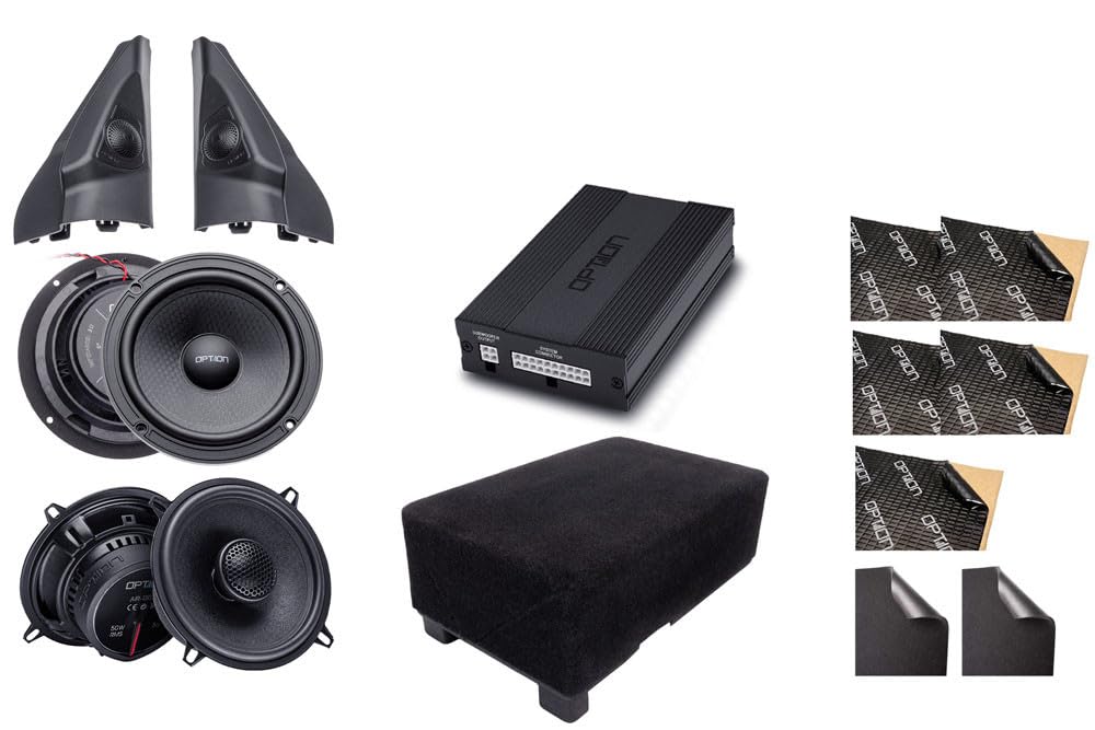 Option DSP Sounddupgrade V3 compatible con Suzuki Jimny (Tipo GJ/HJ) - 100% Plug & Play de actualización de sonido con amplificador DSP, altavoz frontal, altavoz trasero, subwoofer y aislamiento