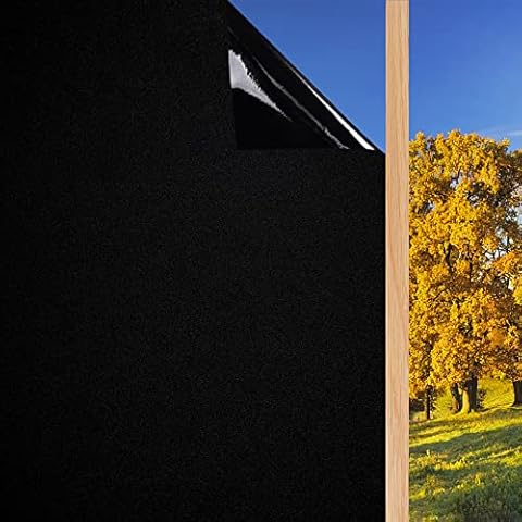 ConCus-T Blackout Privacy Window Film Total Light Blocking Opaque Room Darkening Anti UV No Glue Window Film for Bedroom Glass Door, Black, 44.5 x 200cm Cover