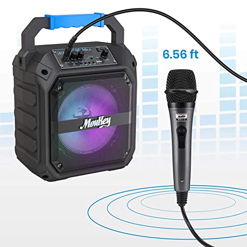 Moukey Portable Karaoke Machine - Bluetooth Pa Speaker With Microphone, 6.5'' Stereo Speaker, Dj Lights, Fm Radio, Remote Control, Rechargeable, Supports Tf Card/Usb - Mps2 #TOP6