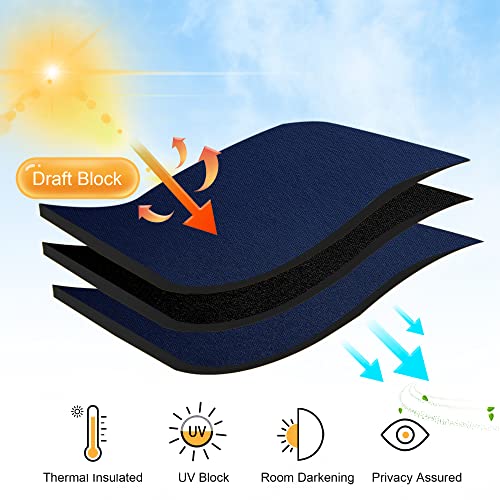 RYB HOME Blackout Curtains for Bedroom, Window Shades Thermal Insulating Privacy Drapes for Living Room Classroom Kitchen Bathroom Dining, Wide 38 x Long 45 inch, Navy Blue, 2 Panels