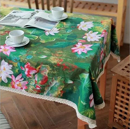 GFYWZ Green square cotton tablecloth, 140 * 180cm