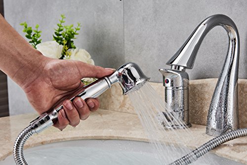 Rozin Deck Mount 3 Holes Bathtub Faucet Single Lever Mixer with Handheld Shower Chrome Finish - Thumbnail 4