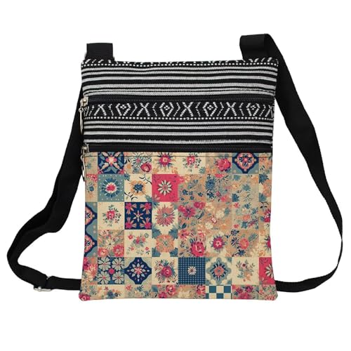 Kaleidoscope Messenger Bag Small Ethnic Pattern Printed Adjustable Strap Crossbody Zipper Bag Kaleidoscope Phone Bag Wallet Cute Shoulder Handbag for Women Friends -3