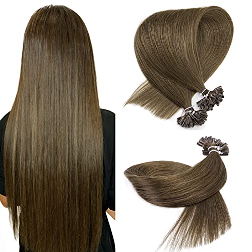 Neitsi® 20" 25s/lot 1g/s Chestnut Brown 100% Remy Human Hair Nail U Tip Hair Extension (6#)