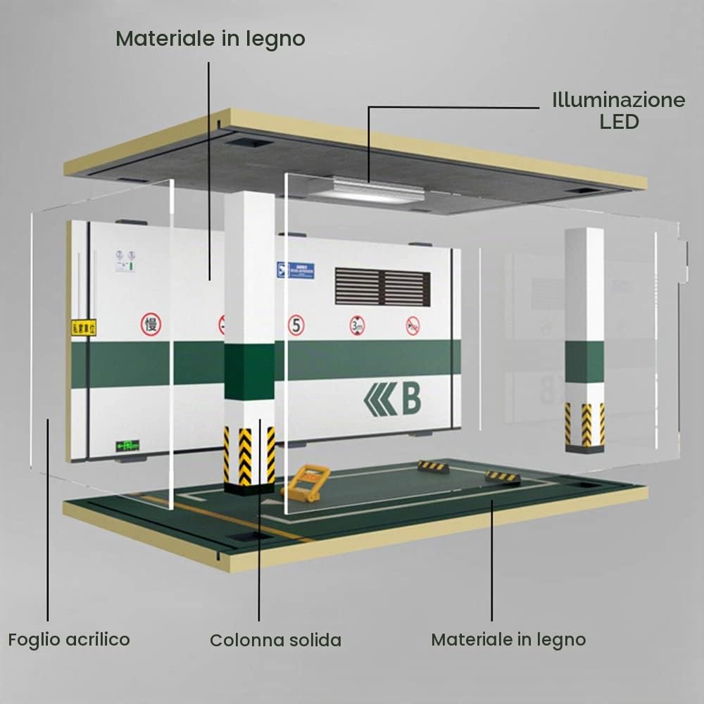 WANLIAN Vetrina LED per Modellini Auto 1:18, Acrilica | Vetrina acrilica con LED per modelli 1:18, 1:12 e collezioni