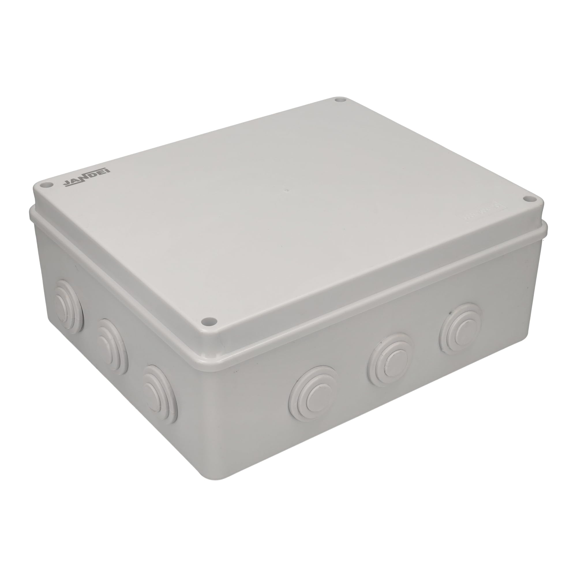 Jandei - Caja Estanca de Montaje en Superficie. Cuadrada Instalación en Interior/Exterior, 12 Entradas. Ideal para Aplicaciones Residenciales, Comerciales o Industriales. (300x250x120mm)