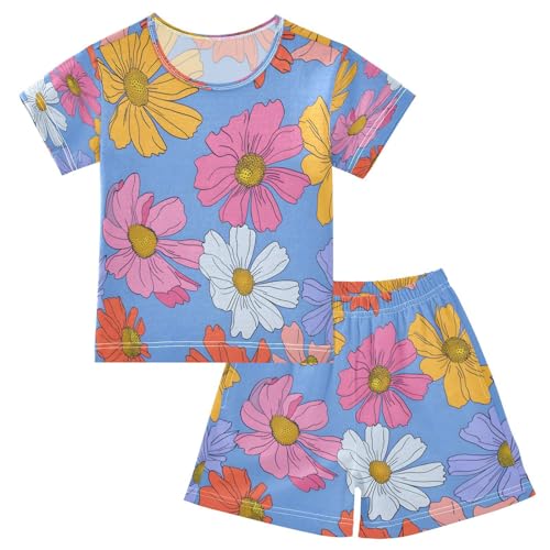 senya Short Sleeve Pajamas Sets Summer Cotton Sleepwear Simple Colorful Flower Species