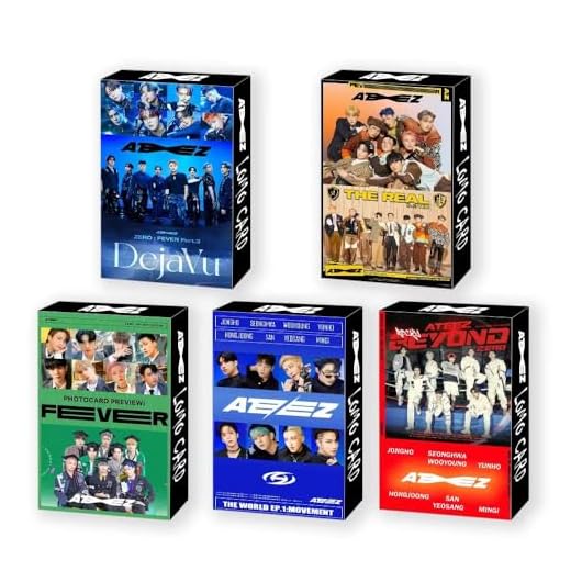 HOMRAA 5 Pack/150 Pcs Lomo Card Kpop Photocards Greeting Card with Postcards for Ateez