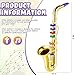 Lewtemi Gold Saxophone Musical Instruments Toy for Kid Toddler Fake Plastic Preschool Music Toy Gift Portable Wind Instrument Early Educational Teaching Songs Gifts for Toddlers Children