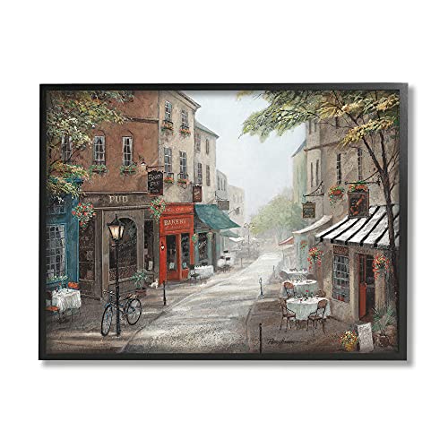 Image of 'Classic European Urban Street Vintage Bistro'| Framed Giclee Art | Stupell Industries | Black, 14 x 11 Inches, Easy to Hang and Sturdy, Made in USA, by Ruane Manning