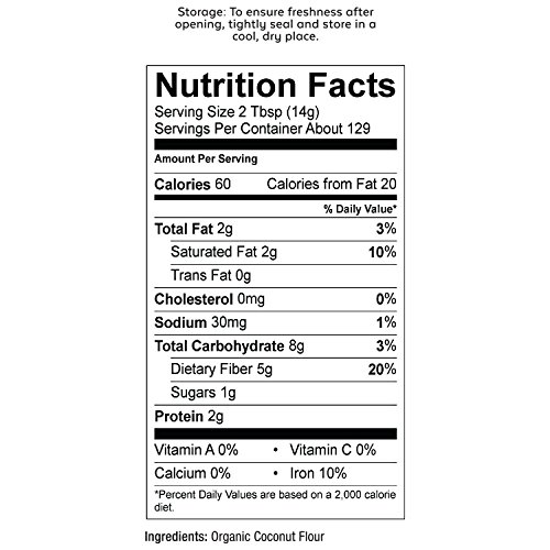 Organic Coconut Flour (4 LBS) - Perfect for Gluten Free Baking, Paleo & Vegan Certified, Unbleached & Unrefined Baking Flour Substitute, 1.81 kg