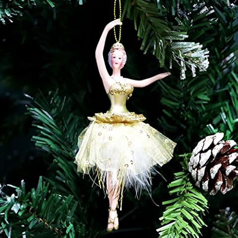 ABXMAS Nutcracker Ornaments,Resin Ballerina Decoration,Great Gift for a Sugar Plum Fairy Ballerina (Gold) Cover