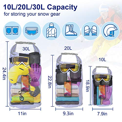 image for PACEARTH Snow Splash Proof Dry Bag, 10L 20L 30L Dry Storage Bag Backpa