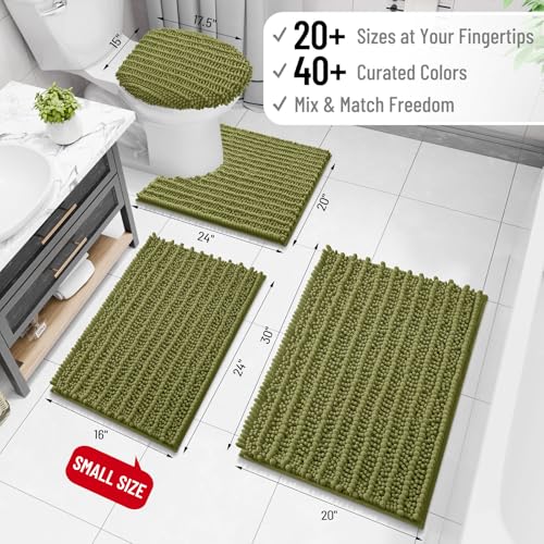Image of Arotive Luxury Bathroom Rugs 36x24, Extra Soft Thick Absorbent Shaggy Chenille Bath Rugs, Machine Wash Dry, Bath Mats for Bathroom Floor, Tub and Shower, Home Decor Accessories, Willow Green
