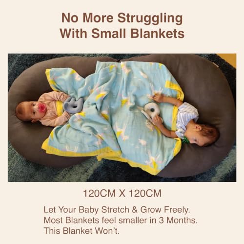 Image of DOTMOM Premium Bamboo 6 Layered Baby Blanket - Hypoallergenic, Antibacterial & Highly Breathable, Super Soft Receiving Wrapper for Newborn Girls & Boys, Baby Essential Bedding - 0 to 3 Years