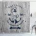 ABAKUHAUS Anker Duschvorhang, Anker Schädel Meer Seil, Moderner Digitaldruck mit 12 Haken auf Stoff Wasser und Bakterie Resistent, 175 x 220 cm, Beige Navy Blue