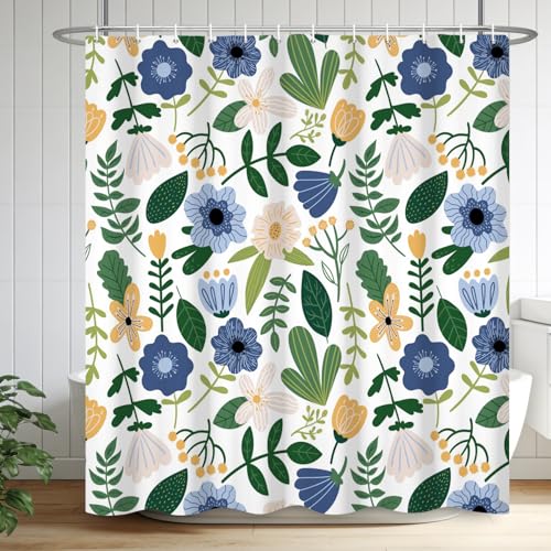 Renaiss 72x72 Inches Boho Floral Shower Curtain Abstract Bohemian Colorful Flower Tropical Leaf Botanical Modern Aesthetic Fabric Shower Curtains for Bathroom Decor Set Waterproof with Hooks by Renaiss - Used condition - Image 8