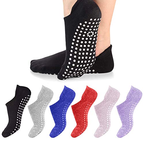 Vetoo Yoga Socks for Women Non-Slip Grips, Ideal for Pilates, Pure Barre, Ballet, Dance, Barefoot Workout, 3 Pairs, 6 Pairs 35-40, 03.6pack