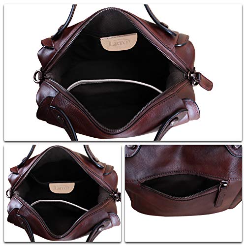 Image of Genuine Leather Satchel Purse for Women Retro Handmade Top Handle Handbag Designer Crossbody Bags