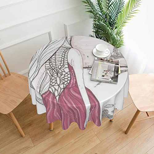 Oudrspo Nappe Ronde Fille Regarde Tour Eiffel Couverture de Table en Tissu Doux et Lavable pour Table à Manger, Ronde de 60''