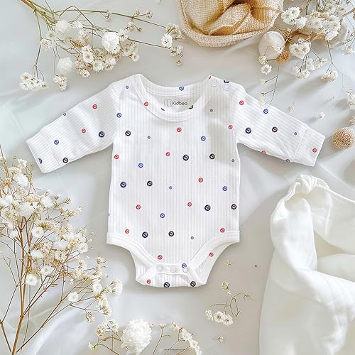 Image of Kidbea 100% Organic Cotton Romper | Onesiez Bodysuit | Nightsuit Playsuit Winterwear Romper for Litle Princes Multi Color 0 to 24 Months Pack of 1, Pack of, Pack of 3 & 4