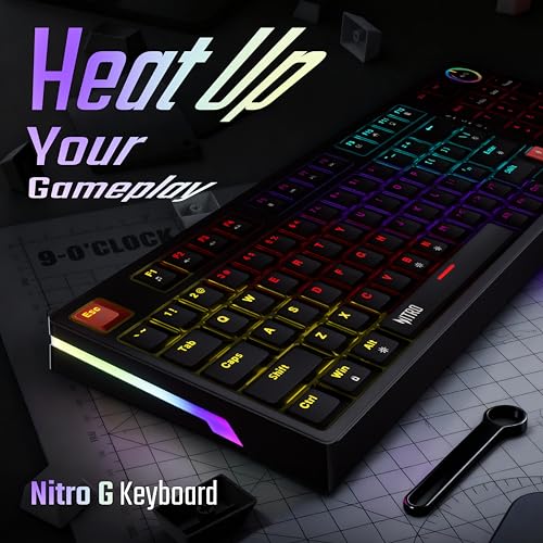 Image of acer Nitro G Wired Mechanical Gaming Keyboard | 98% Layout with Multifunction Knob | Red Switches | RGB Flowing Light | Gasket Structure | 96 Keys | Mixed-Color Key Glow | 50M Switch Life