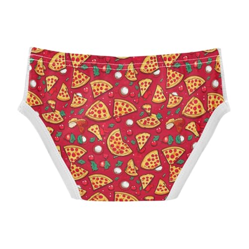 ODAWA Pizza Funny Red Toddler Briefs Cotton, Tag-Free Comfort 2T Underwear Boys2
