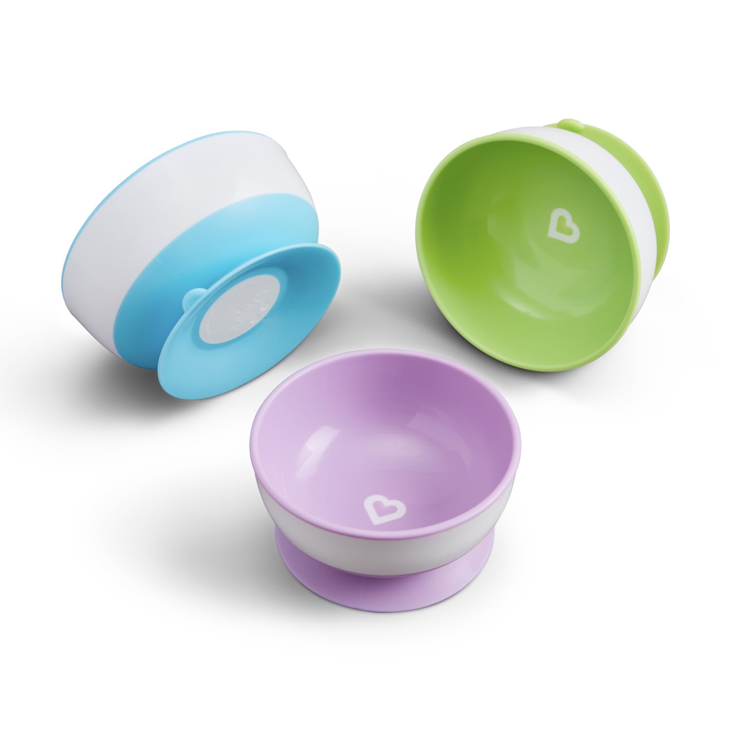 Munchkin Stay Put Baby Suction Bowl Set| Baby Bowls for Weaning| Baby Feeding Suction Dish Pack| for Babies & Toddlers 6 Months+|BPA Free Weaning Set for Babies| Microwave/Dishwasher Safe | 3 Pack