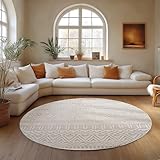 Matériau de haute qualité : Tapis moderne en 100% polyester bouclé, hauteur de poil 7 mm - doux, résistant et durable. Parfait pour une ambiance élégante et chaleureuse.