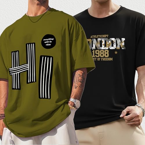 Image of AUSK Oversized T-Shirts || Printed Loose Fit Half Sleeve Tshirt for Mens