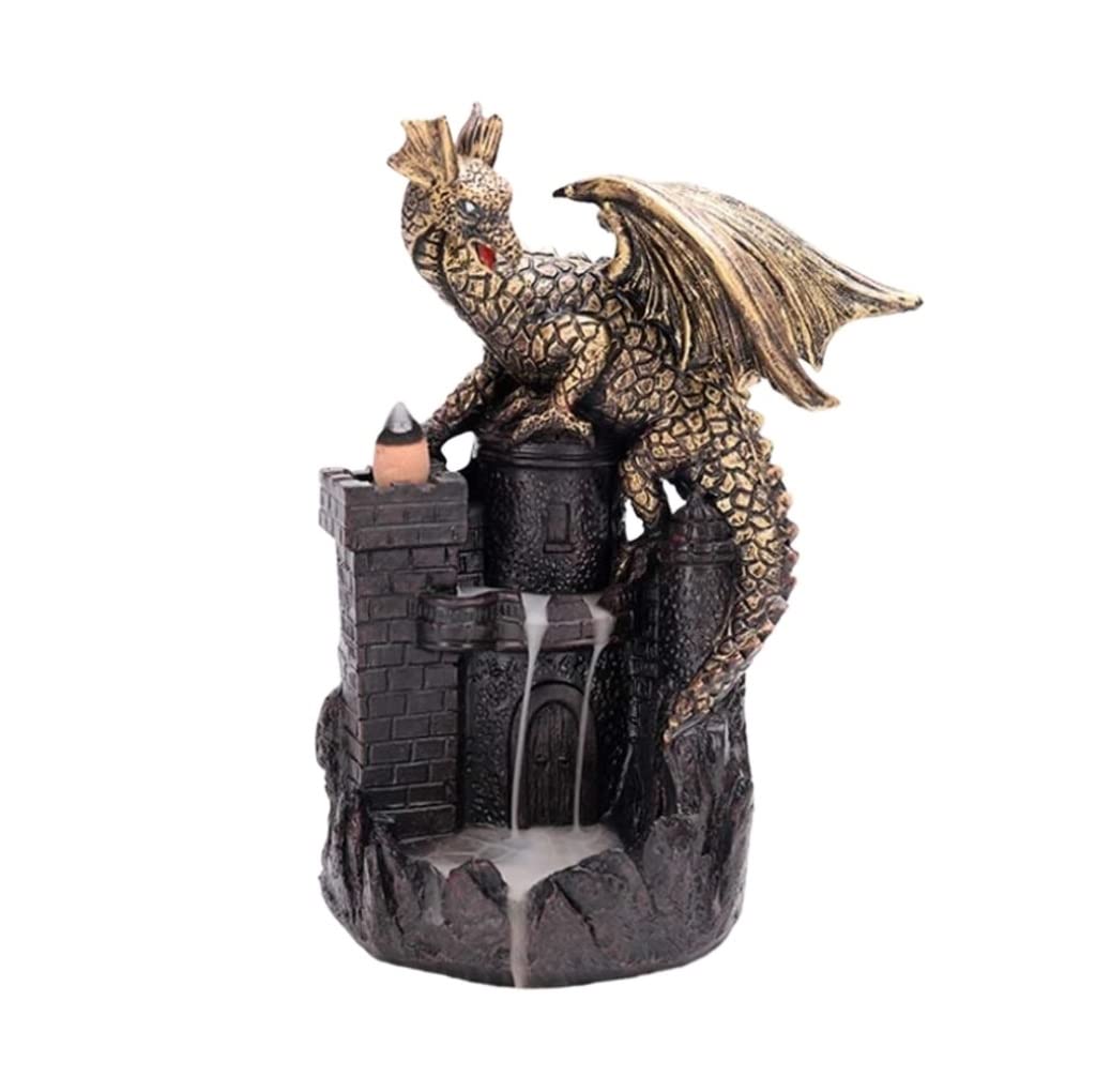 Incense Burner Resin Incense Burner Dragon Backflow Holder Castle Sticks For Home Decor Home Decor