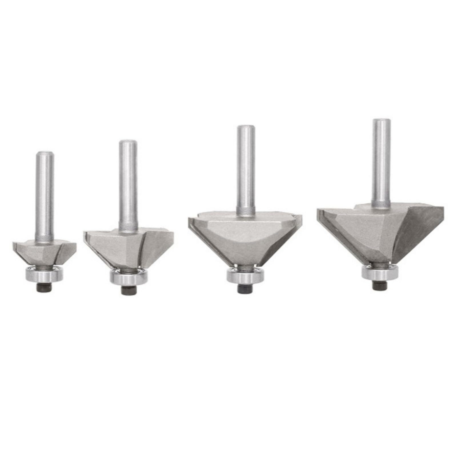 Tsophreniq 4Pcs / Set 45 Degree Chamfer Routers Bit For Edges Forming Hexagon Shank Bevel Routers Bit For Decorative Edges Woodworking Professional Woodworking Tool