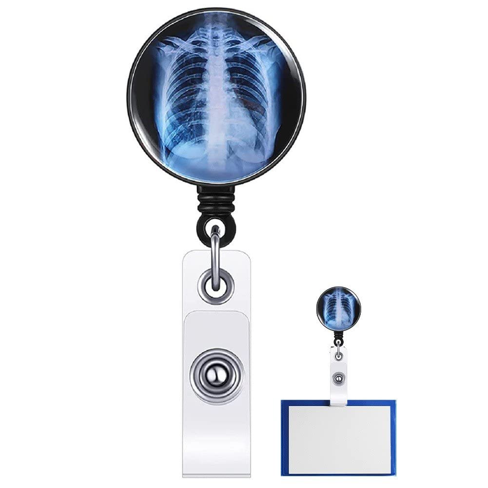 Luxylei Skull Badge Reel Retractable Xray Badge Holder Halloween Name Id Badge Reel Holder With Clip For Nurse Doctors Teacher Student