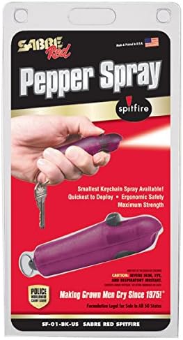 SABRE Red Pepper Spray - Police Strength - Spitfire- Most Advanced, Compact & Fastest-Deploying Key Ring Spray with Refillable Case