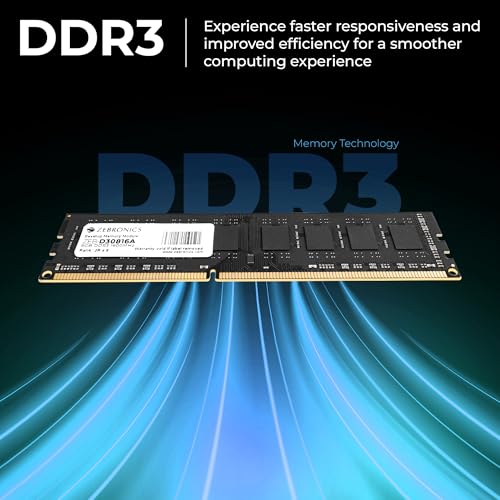 Image of Zebronics 8GB DDR3 RAM for PC, 1600MHz, Low Power Consumption, High Stability Performance (D30816A)