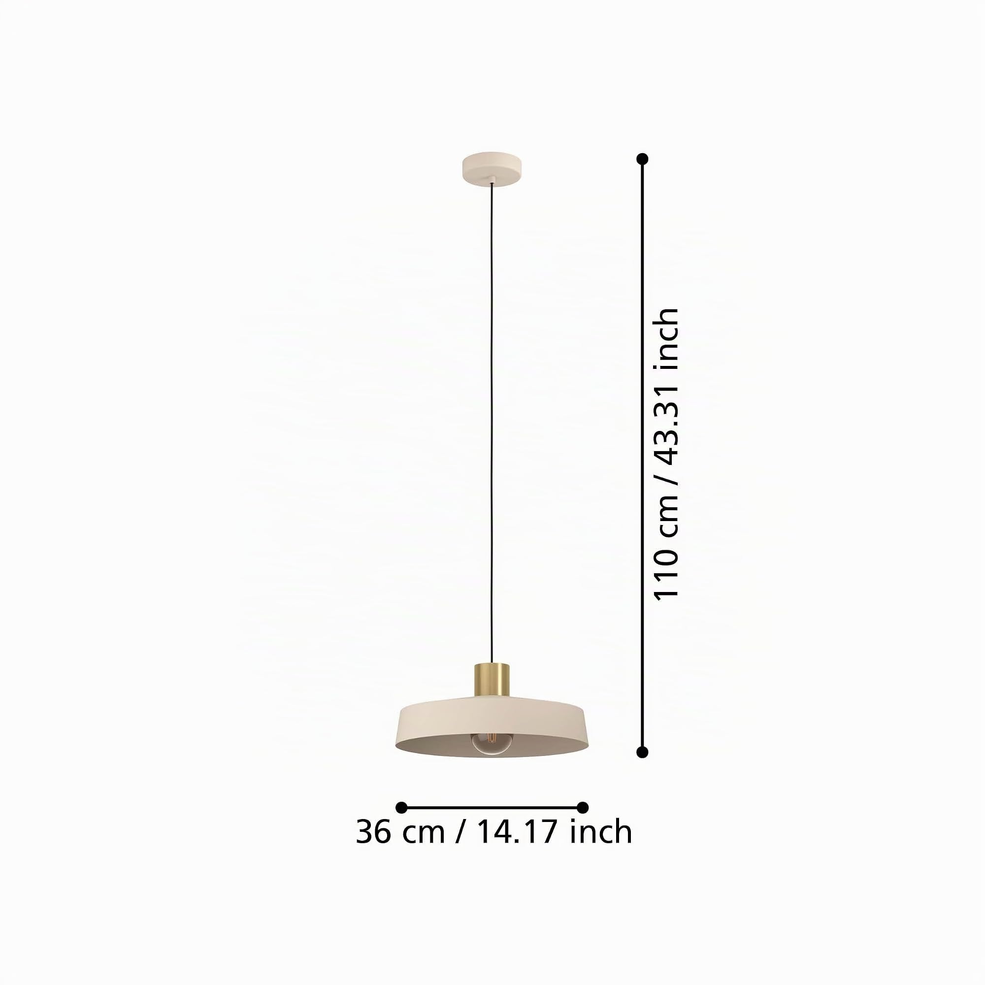 Eglo Suspension luminaire Valdiola, lustre pour salon et salle à manger | lampe de plafond suspendre en métal couleur sable laiton brossé, douille E27