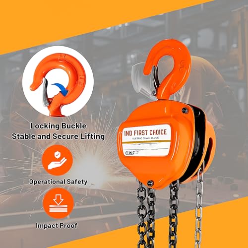 Image of Manual Chain Block, 1 Ton Capacity, 3 Meter Lift, G80 Chain, Single Fall, Heavy Duty Manual Hoist for Industrial Lifting