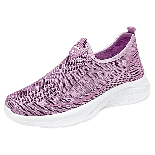 Zapatillas deportivas para mujer para caminar, zapatillas ligeras con cremallera, zapatillas negras con suela blanca, zapatillas de deporte para mujer, color naranja, morado, 41 EU
