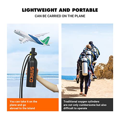 SMACO Scuba Tank Zuurstof Cilinder Duiken Gear voor Duiker Mini Scuba Tank met 15-20 minuten Mogelijkheid Duiken Zuurstof Onderwater Ademhalingsapparaat 1L Duiken & Snorkelen Apparatuur S400 Pro - Image 5