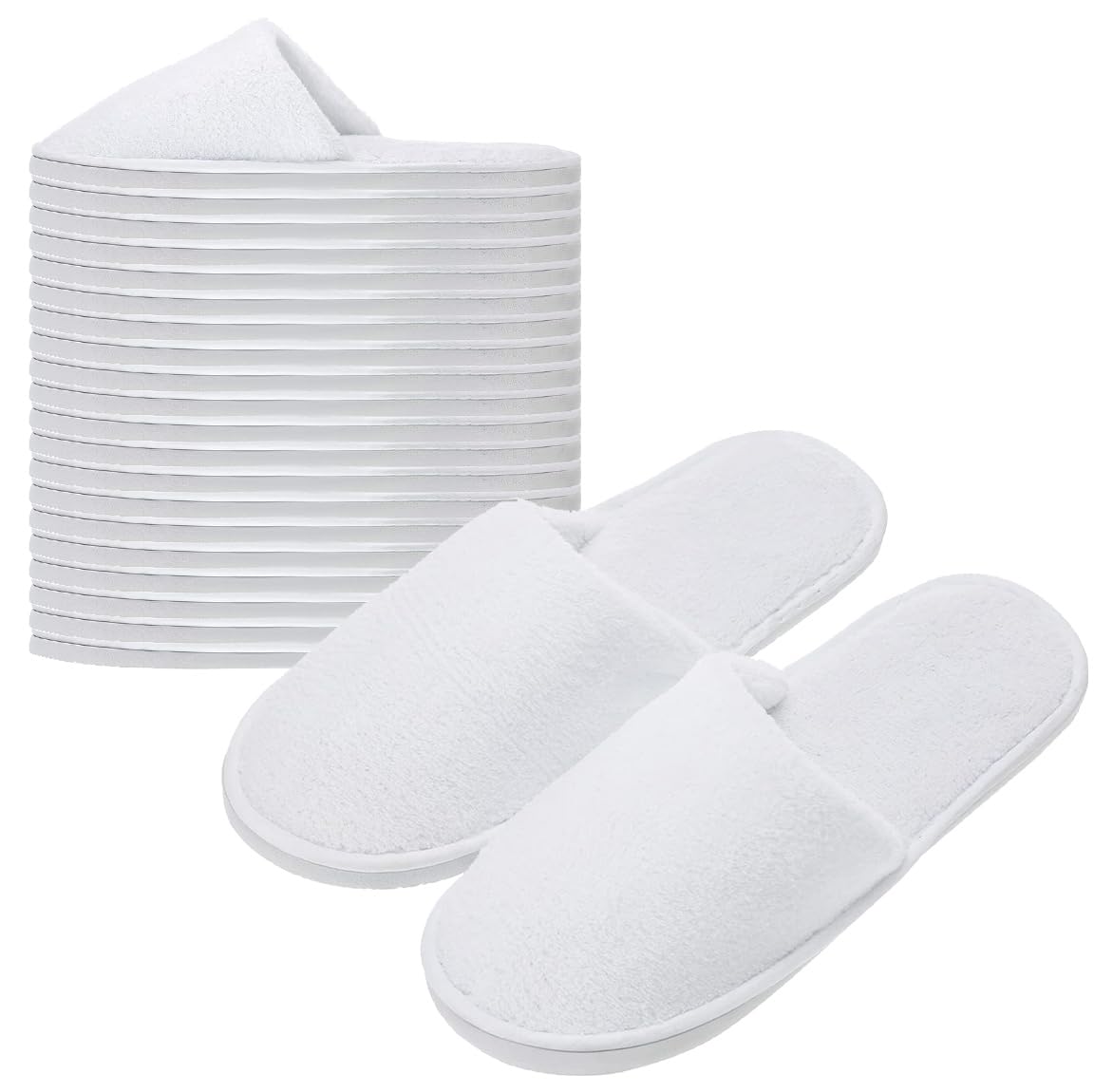 Taimimy 10 Paar Hotel Slippers Weiß Damen Herren, Rutschfeste Einweg Hausschuhe, Einweg Slipper, Gästehausschuhe, geschlossene Zehen, Unisex Frottierslipper Pantoffeln für Hotel Spa und Gäste