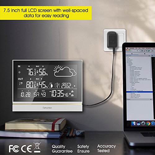 Wireless Weather Station With Outdoor Sensor DCF Receive Signal, Indoor and Outdoor Thermometer Hygrometer 7.5-Inch Oversized LCD Display Weather Forecast, Alarm Clock Digital Clock Temperature Alarm - Thumbnail 6