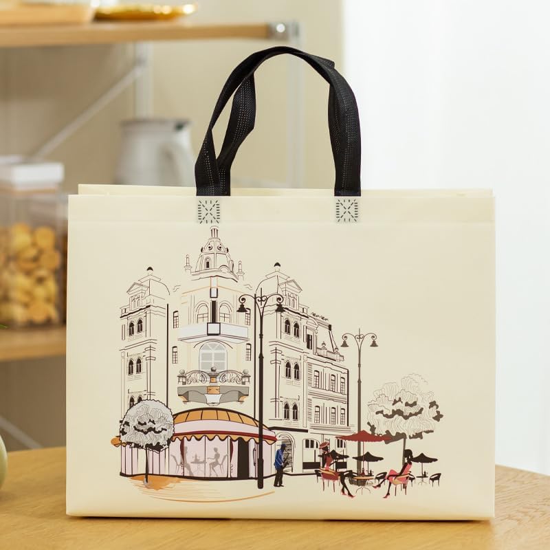 4 Pack 12.5" Gift Bags Medium Size - Includes Tissue Paper & Cards, Reusable Non-Woven Gift Bags with handles for Birthday, Party, Baby Shower, Wedding, Bridal Shower, Anniversary 12.5in×11in×3.9in - Image 4