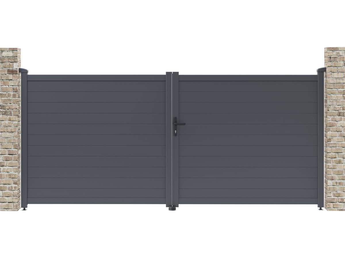 Portail aluminium "Marc" - 349.5 x 155.9 cm - Gris