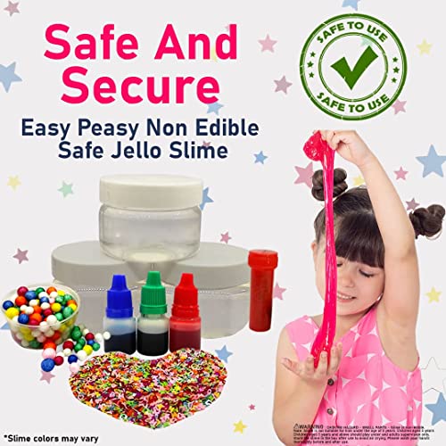 Image of HOTKEI (3 Clear Slime kit) DIY Transparent Scented Slimy Gel Jelly Set Kit Air Dry Magical Crystal Clay Putty Toy Kit for Girls Boys Kids Slime with Glitter| Charms | Star | Beads Set