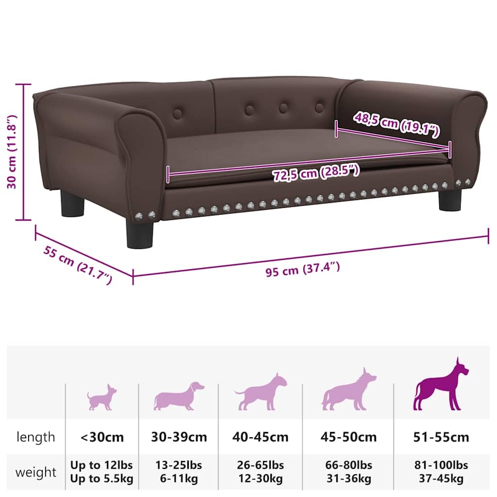 vidaXL Hundebett, Hundekissen mit weicher Polsterung, Hundesofa Hundecouch für kleine Hunde Haustiere, Haustierbett Katzenbett, Braun Kunstleder